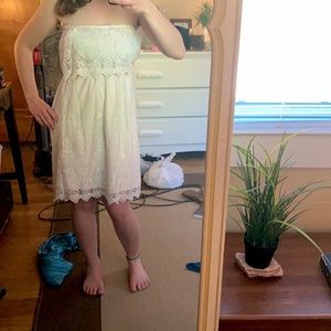 Express strapless white lace dress